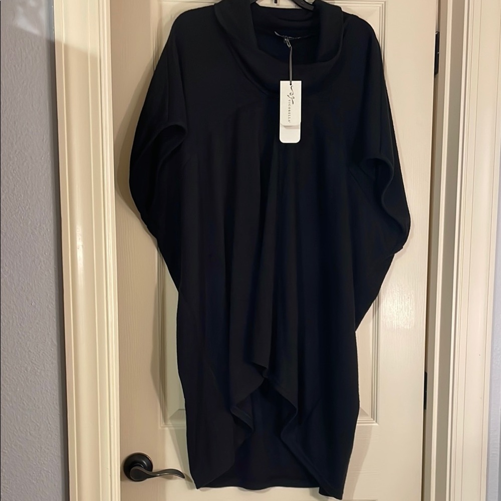 NWT Vigorella Black Cowl Neck Tunic Top, size M-L